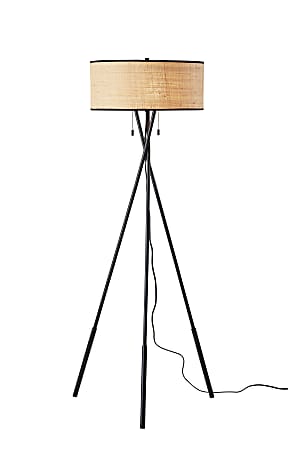 Adesso® Bushwick Tripod Floor Lamp, 60"H, Rattan/Black