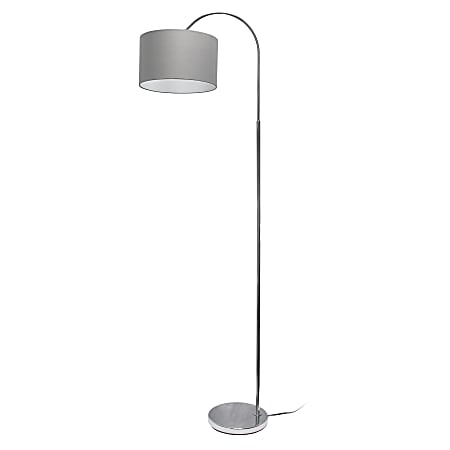 Simple Designs Arched Floor Lamp, 66”H, Brushed Nickel Base/Gray Shade