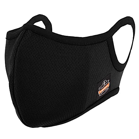Ergodyne Skullerz 8802F(x) Contoured Face Cover Mask With Filter, Small/Medium, Black