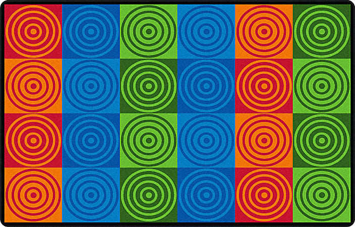 Flagship Carpets Bull's-Eye Block, Rectangle, 7' 6" x 12', Multicolor