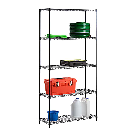 Honey Can Do 5-Tier Shelving Unit, 72”H x 18”W x 36”D, Black