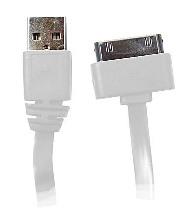 Duracell® Sync & Charge 2.1 Amp Tangle-Free USB Cable For Apple 30-Pin Devices, 6?, White