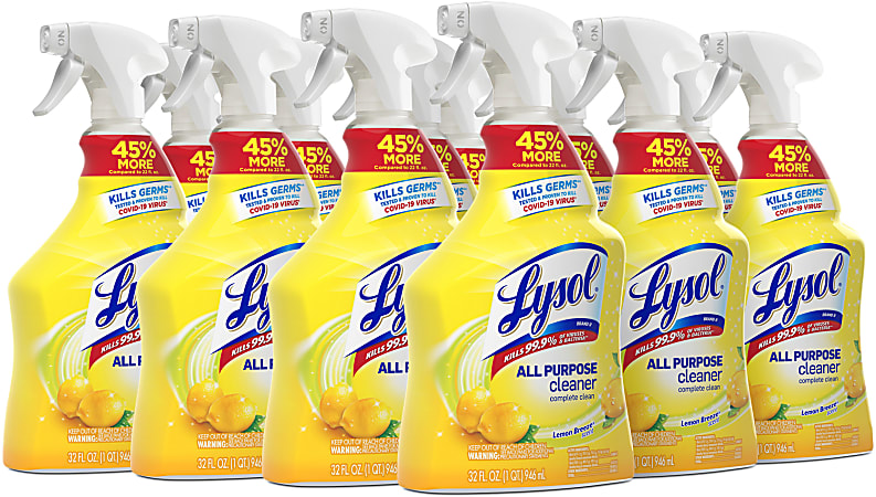 Lysol® Disinfectant All-Purpose Cleaner, Lemon Breeze Scent, 32 Oz Bottle, Box Of 12