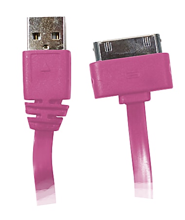 Duracell® Sync & Charge 2.1 Amp Tangle-Free USB Cable For Apple 30-Pin Devices, 6?, Pink