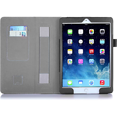i-Blason Slim Carrying Case (Book Fold) Apple iPad Air, Business Card, Credit Card - Black - Polyurethane Leather - Hand Strap - 9.8" Height x 7" Width