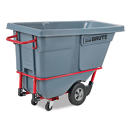 Rubbermaid® Commercial BRUTE DURATILT™ Frame Tilt Truck, Standard Duty, 0.5 cu yd, 850 lb Capacity, Rotomolded Resin/Leakproof Polyethylene, Gray