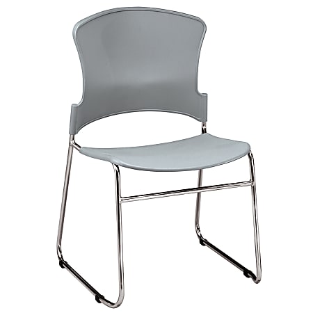 OFM Multi-Use Stack Chair, Plastic Seat & Back, Gray, Pack Of 4