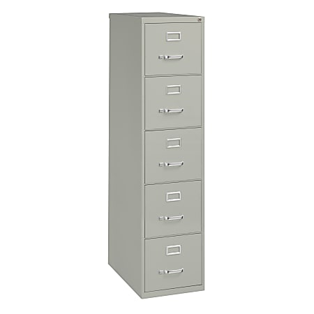 WorkPro® 26-1/2”D Vertical 5-Drawer File Cabinet, Light Gray