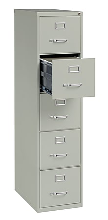 WorkPro® 26-1/2”D Vertical 5-Drawer File Cabinet, Light Gray