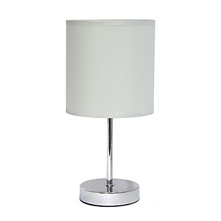 Creekwood Home Nauru Petite Metal Stick Table Lamp, 11-7/8"H, Slate Gray Shade/Chrome Base