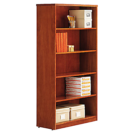 Alera® Verona Veneer Series 5-Shelf Bookcase, 66"H x 36"W x 14"D, Mahogany