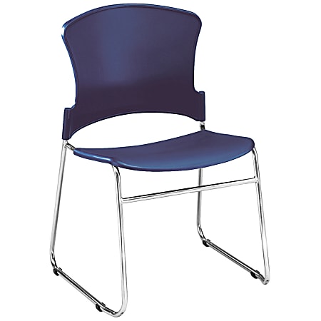 OFM Multi-Use Stack Chair, Plastic Seat & Back, Navy, Pack Of 4
