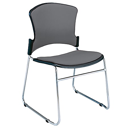 OFM Multi-Use Stack Chairs, Fabric Seat & Back, Gray, Set Of 4