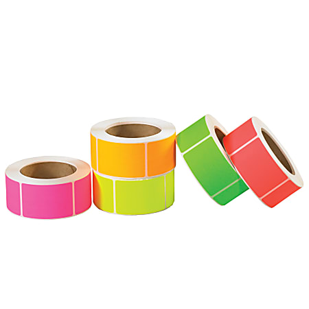 Tape Logic® Fluorescent Inventory Labels, DL1233, Rectangle, 2" x 4", Assorted Colors, Pack Of 5,000