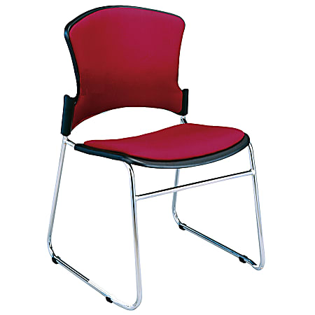 OFM Multi-Use Stack Chairs, Fabric Seat & Back, Wine, Set Of 4