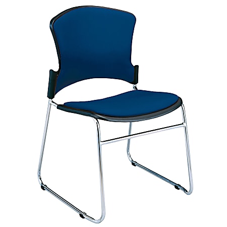 OFM Multi-Use Stack Chairs, Fabric Seat & Back, Navy, Set Of 4