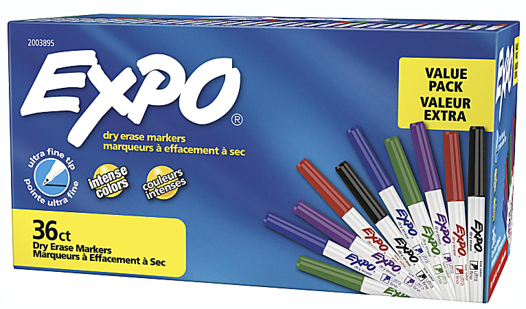 EXPO® Low-Odor Ultra-Fine Tip Dry-Erase Markers, Assorted Colors,