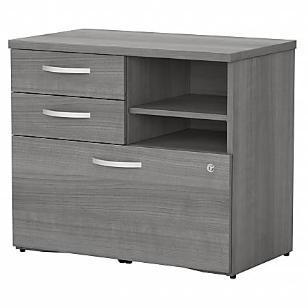 Bush Business Furniture Studio C 29-5/7"W x 17"D Lateral File Cabinet With Drawers and Shelves, Platinum Gray, Standard Delivery