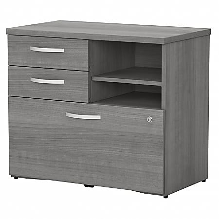 Bush® Business Furniture Studio C 30"W Lateral Office Storage Cabinet With Drawers and Shelves, Platinum Gray, Standard Delivery