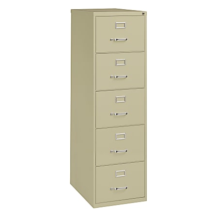 WorkPro® 26-1/2"D Vertical 5-Drawer Legal-Size File Cabinet, Putty