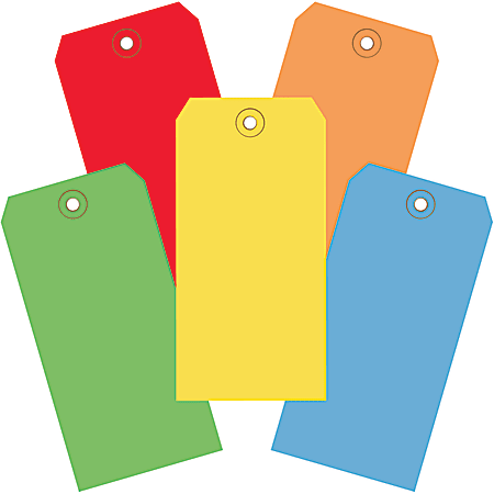 Partners Brand Shipping Tags, 100% Recycled, 6 1/4" x 3 1/8", Assorted Colors, Case Of 1,000