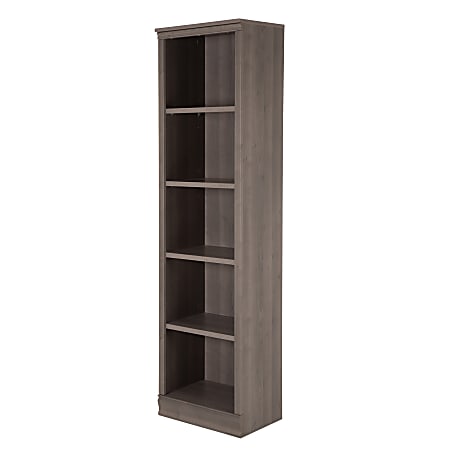 South Shore Morgan 5-Shelf Narrow Bookcase, Gray Maple