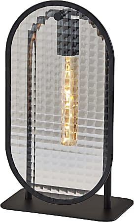 Adesso® Landon Table Lantern, 16-2/5”H, Patterned Glass/Black