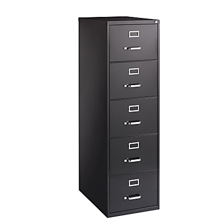 WorkPro® 26-1/2"D Vertical 5-Drawer Legal-Size File Cabinet, Black