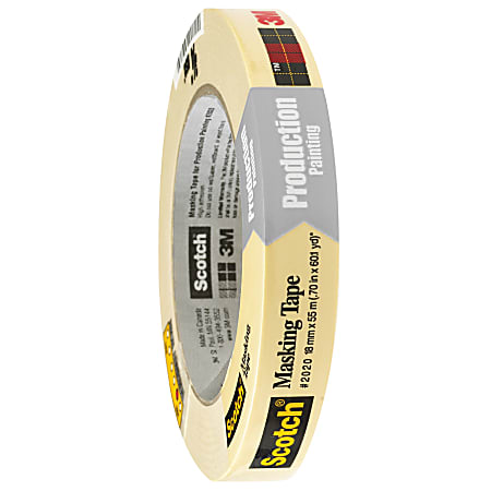 3M™ 2020 Masking Tape, 3" Core, 0.75" x 180', Natural, Case Of 12