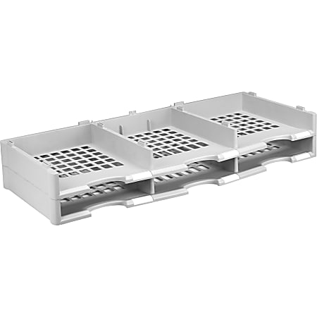 Storex Stackable Literature Sorter - 6 Compartment(s) - 9.50" x 12" - 5.6" Height x 14.1" Width31.4" Length - Gray - Plastic - 1 Each