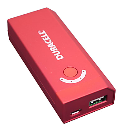 Duracell® Portable Power Bank With 4000 mAh Battery, Red