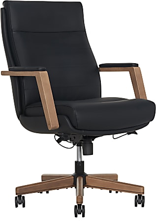 Thomasville&reg; Fendley Ergonomic Vegan Leather Mid-Back Office Chair, Black/Brown