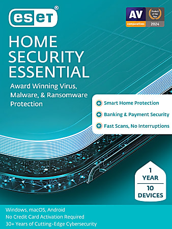 ESET Home Security Essential 2025, 10 Devices, 1 YR Subscription, PC, Download