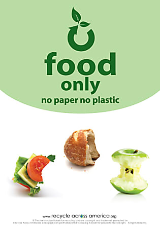 Recycle Across America Food Standardized Recycling Label, FOOD-1007, 10" x 7", Light Green