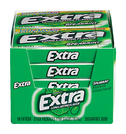 Wrigley's® Extra® Spearmint® Gum, 0.095 Oz, Box Of 10