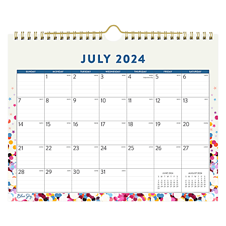 2024-2025 Blue Sky Monthly Wall Calendar, 11” x 8-3/4”, Star Confetti Bright, July 2024 To June 2025, 148671-A