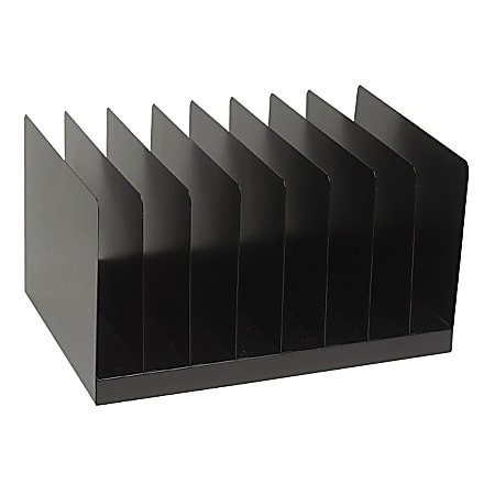 Steel Vertical Files, 8 Slots, Black (AbilityOne 7520-01-452-1558)