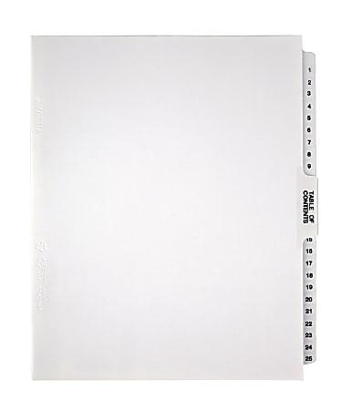 Office Depot® Brand Legal Index Exhibit Unpunched Dividers With Laminated Tabs, Black/White, Numbered 1-25