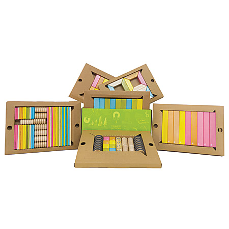 TEGU 130-Piece Classroom Wooden Block Kit, Assorted Colors