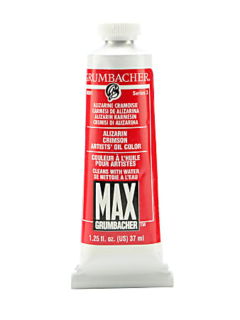 Grumbacher Max Water Miscible Oil Colors, 1.25 Oz, Alizarin Crimson, Pack Of 2