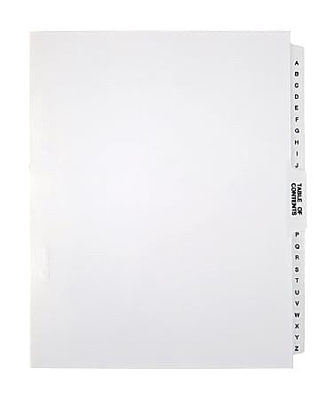 Office Depot&reg; Brand Legal Index Exhibit Unpunched Dividers With Laminated Tabs, Black/White, A-Z