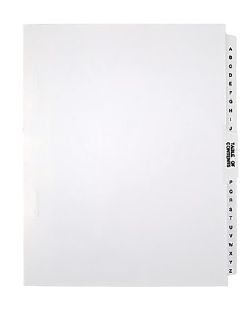 Office Depot® Brand Legal Index Exhibit Unpunched Dividers With Laminated Tabs, Black/White, A-Z