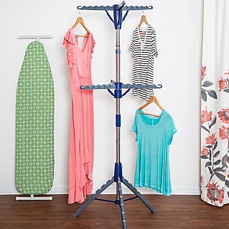 Honey Can Do 2-Tier Collapsible Tripod Clothes Drying Rack, 73-1/2”H x 28-1/2”W x 28-1/2”D, White