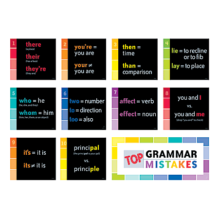 Creative Teaching Press® Top Grammar Mistakes Mini Bulletin Board, 8 3/4" x 8", Pack Of 10