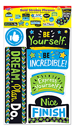 TREND Bold Strokes Phrases Bulletin Board Set, Assorted Colors, Preschool - College