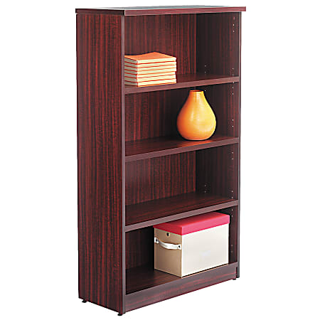 Alera® Valencia 56"H 4-Shelf Bookcase/Storage Cabinet, Mahogany
