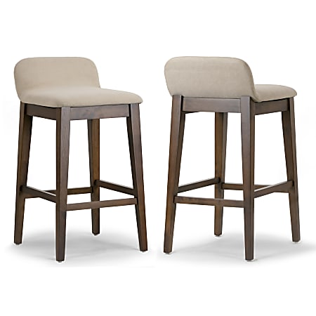 Glamour Home Aulani Upholstered Bar Stools With Puffy Cushions, Brown, Set Of 2 Stools