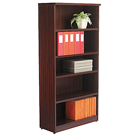 Alera® Valencia Series Bookcase/Storage Cabinet, 5 Shelves, Mahogany
