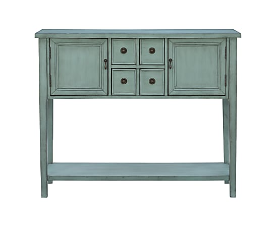 Powell Jayne 4-Drawer Console Table, 35"H x 46"W x 14-3/4"D, Blue