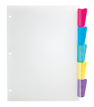 Office Depot® Brand Plastic Dividers With Insertable Rounded Tabs, Multicolor, 5-Tab